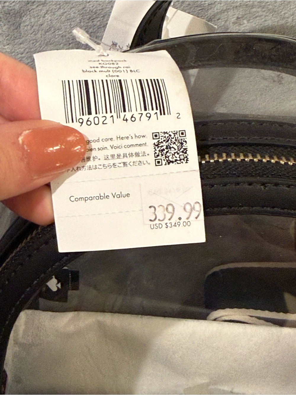 Kate spade 2-piece set with clear backpack and white and black polka dot wallet - Picture 2 of 6